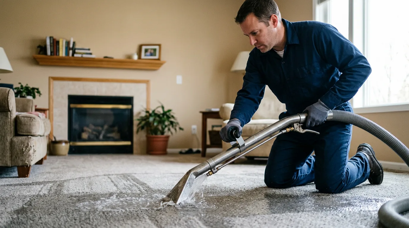 Water damage restoration technician working near Spartansburg, PA